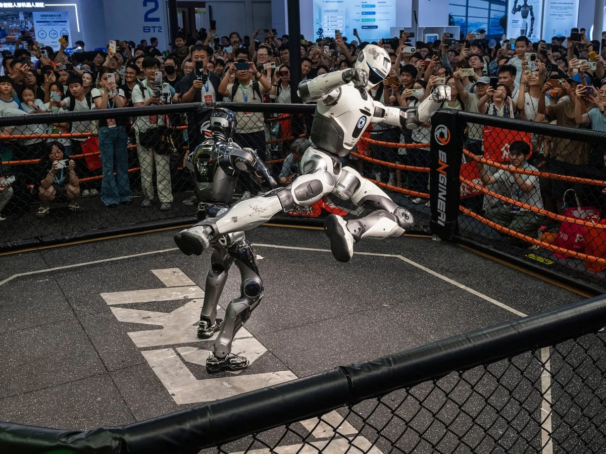 Autonomous combat robot being prepared for competition