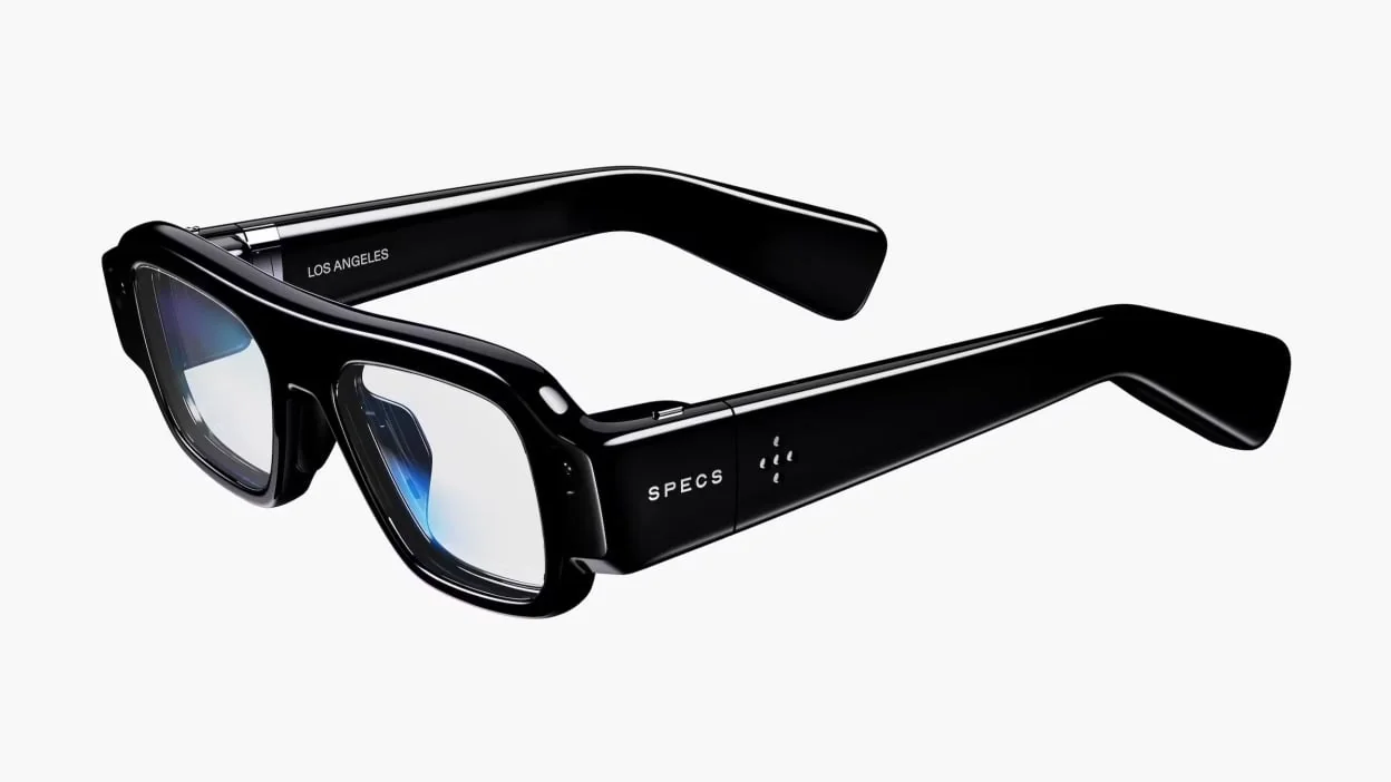 Robert Downey Jr. wearing SPECS augmented reality smart glasses in Santa Monica