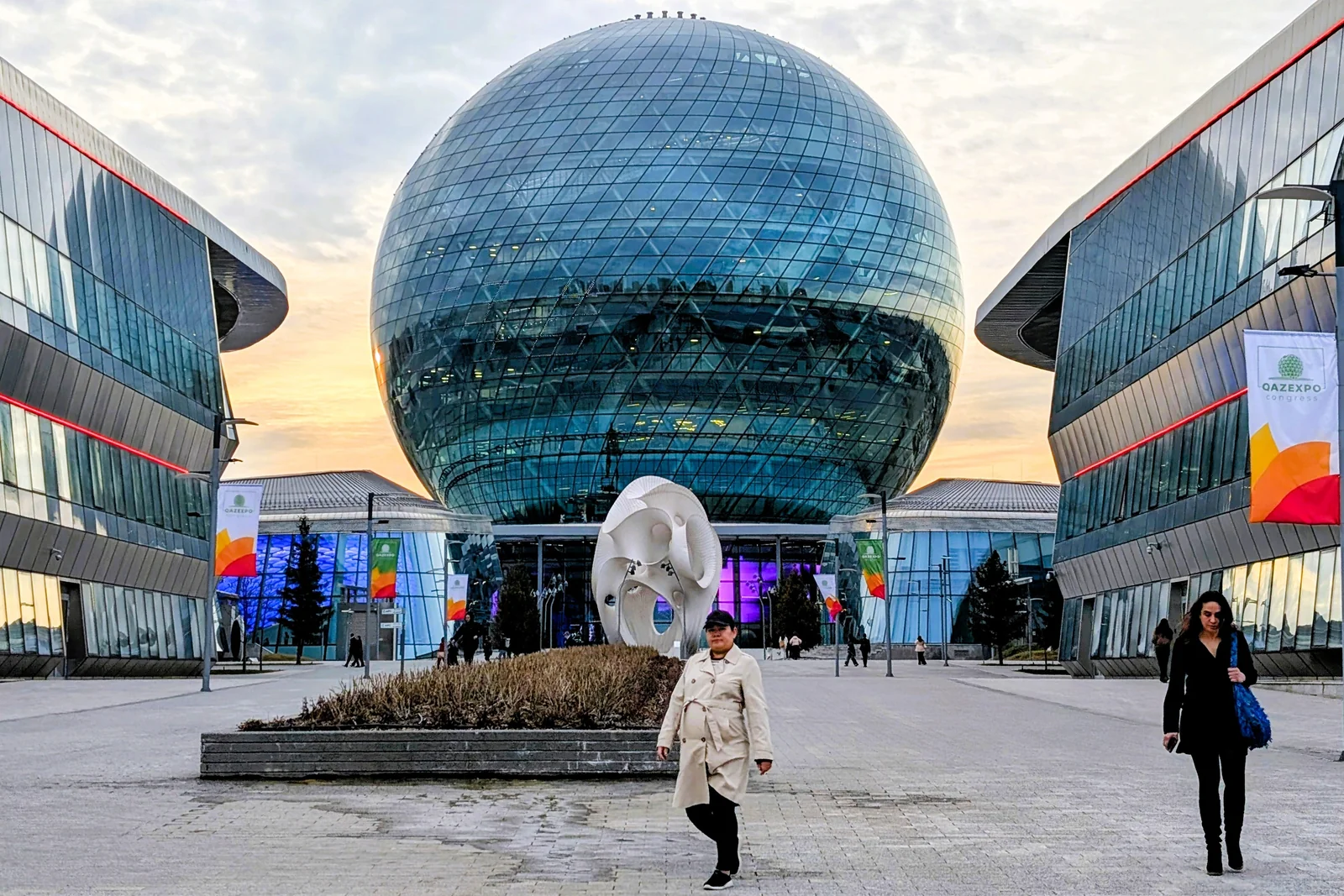 Jensen Huang speaking with Zhaslan Madiyev during the fireside discussion at alem.ai in Astana