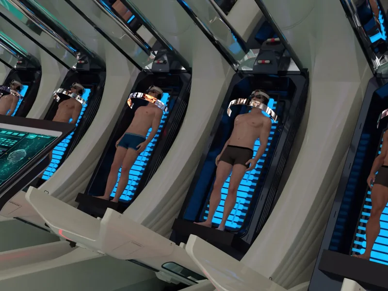 Cognify headset device on a subject in a pod